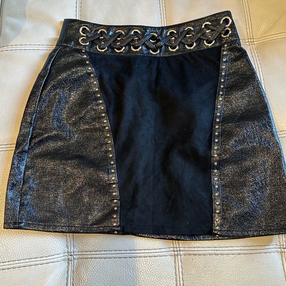 Boohoo black pattern leather shirt Size 10